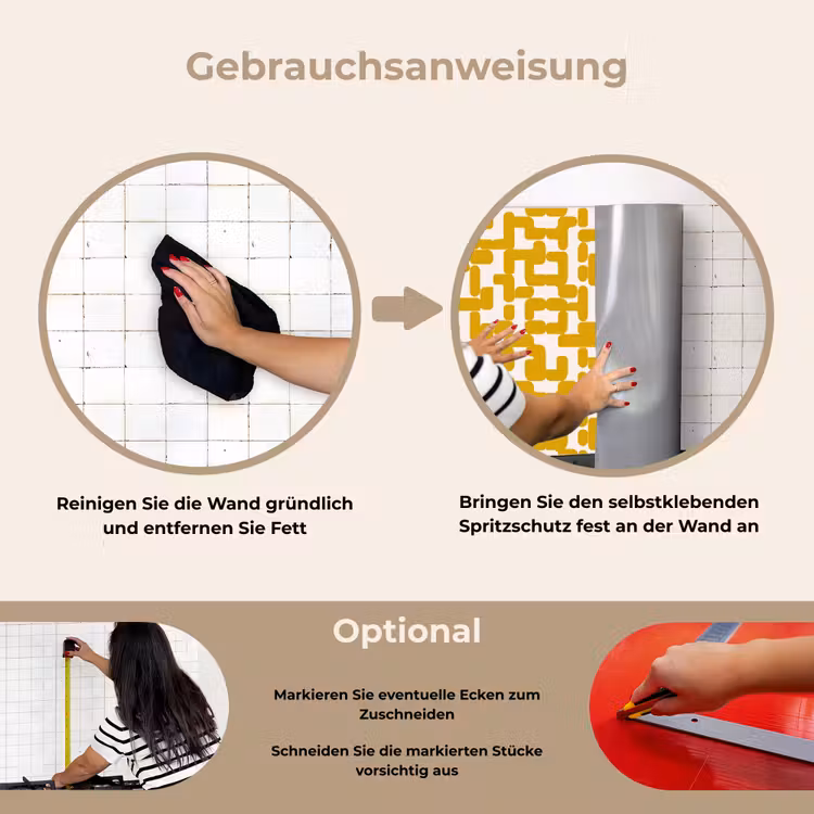 Spritzschutz Küche - Gelb - Beige - Muster — 6