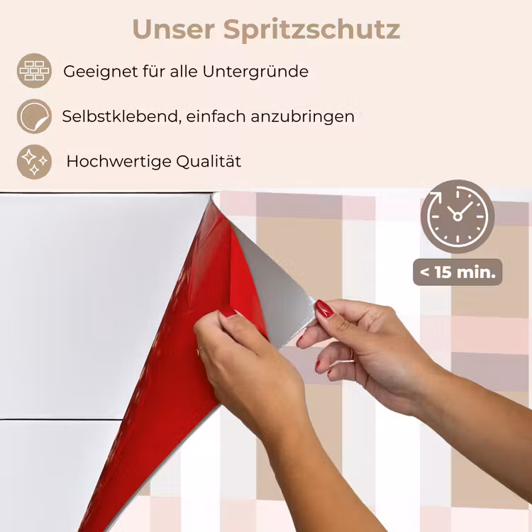 Spritzschutz Küche - Karomuster - Erdtöne - Minimalistisch — 4
