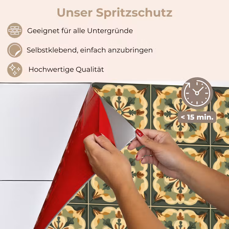 Spritzschutz Küche - Ornament - Muster - Grün — 4