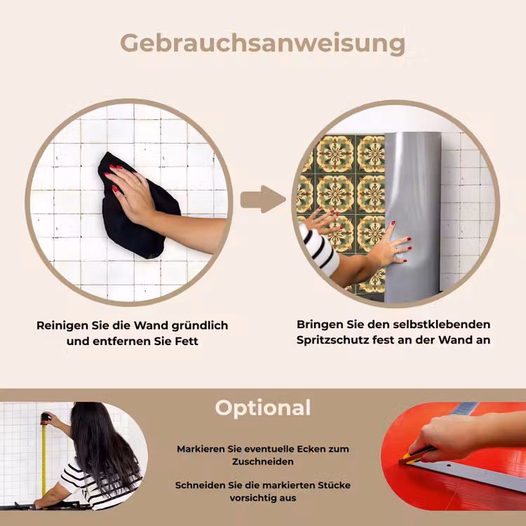 Spritzschutz Küche - Ornament - Muster - Grün — 6