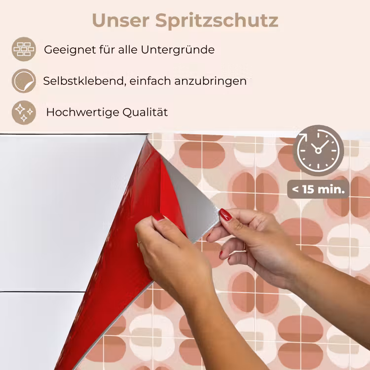 Spritzschutz Küche - Retro - Klassisch - Rosa — 4