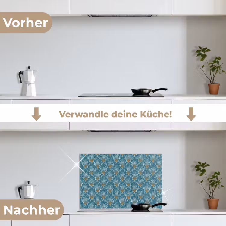 Spritzschutz Küche - Symmetrisch - Muster - Blau — 7