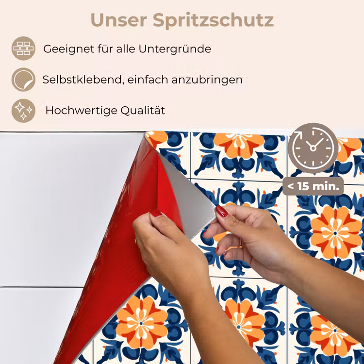 Spritzschutz Küche - Traditionell - Kacheln - Orange — 4