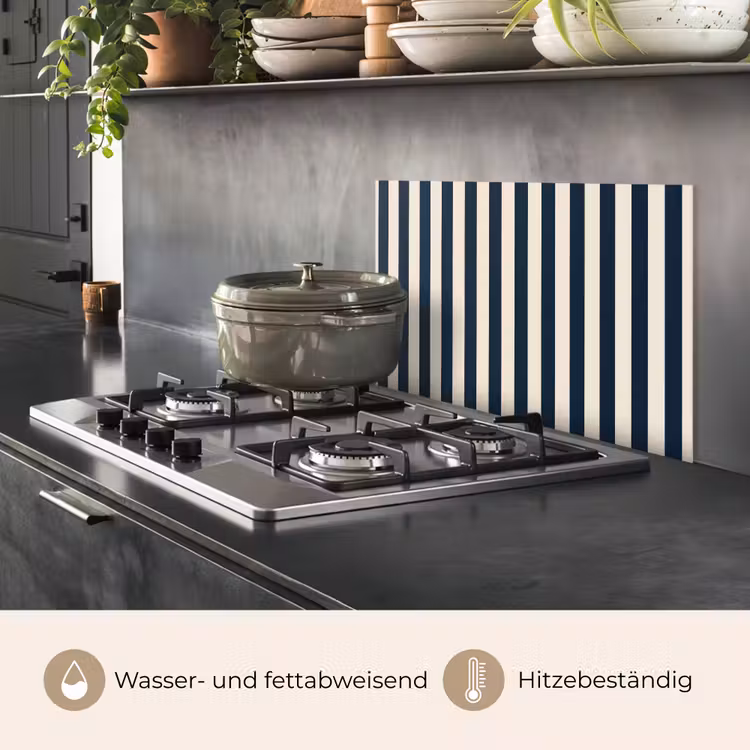 Spritzschutz Küche - Vertikale Streifen - Blau - Creme — 2