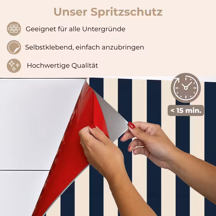 Spritzschutz Küche - Vertikale Streifen - Blau - Creme — 4