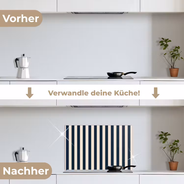 Spritzschutz Küche - Vertikale Streifen - Blau - Creme — 7