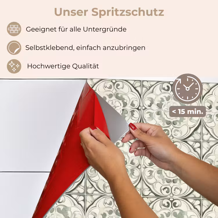 Spritzschutz Küche - Gelocktes Ornament - Fliese - Grün — 4
