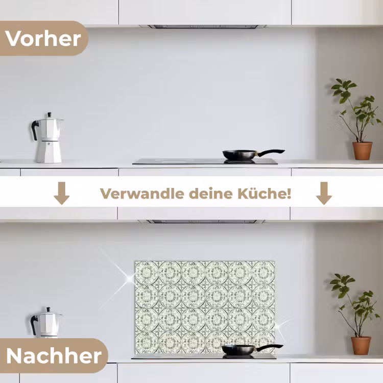 Spritzschutz Küche - Gelocktes Ornament - Fliese - Grün — 7