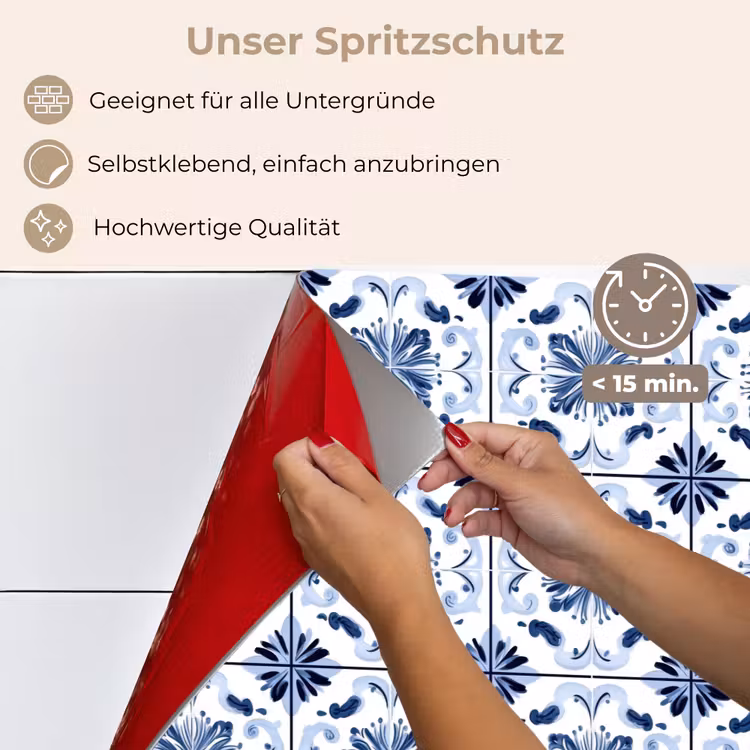 Spritzschutz Küche - Muster - Fliese - Blau — 4