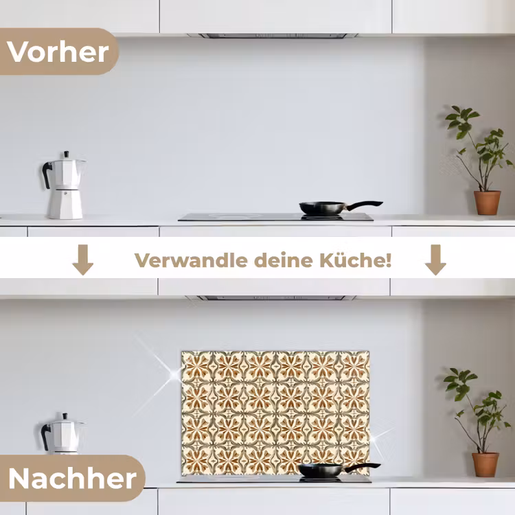 Spritzschutz Küche - Ornamentale Fliesen - Muster - Braun — 7