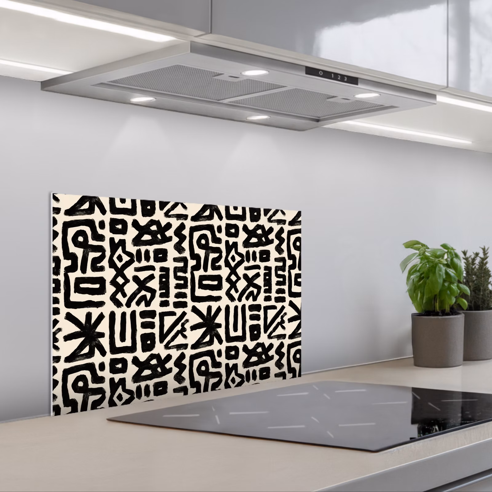 Spritzschutz Küche - Geometrisch - Figuren - Schwarz — 1