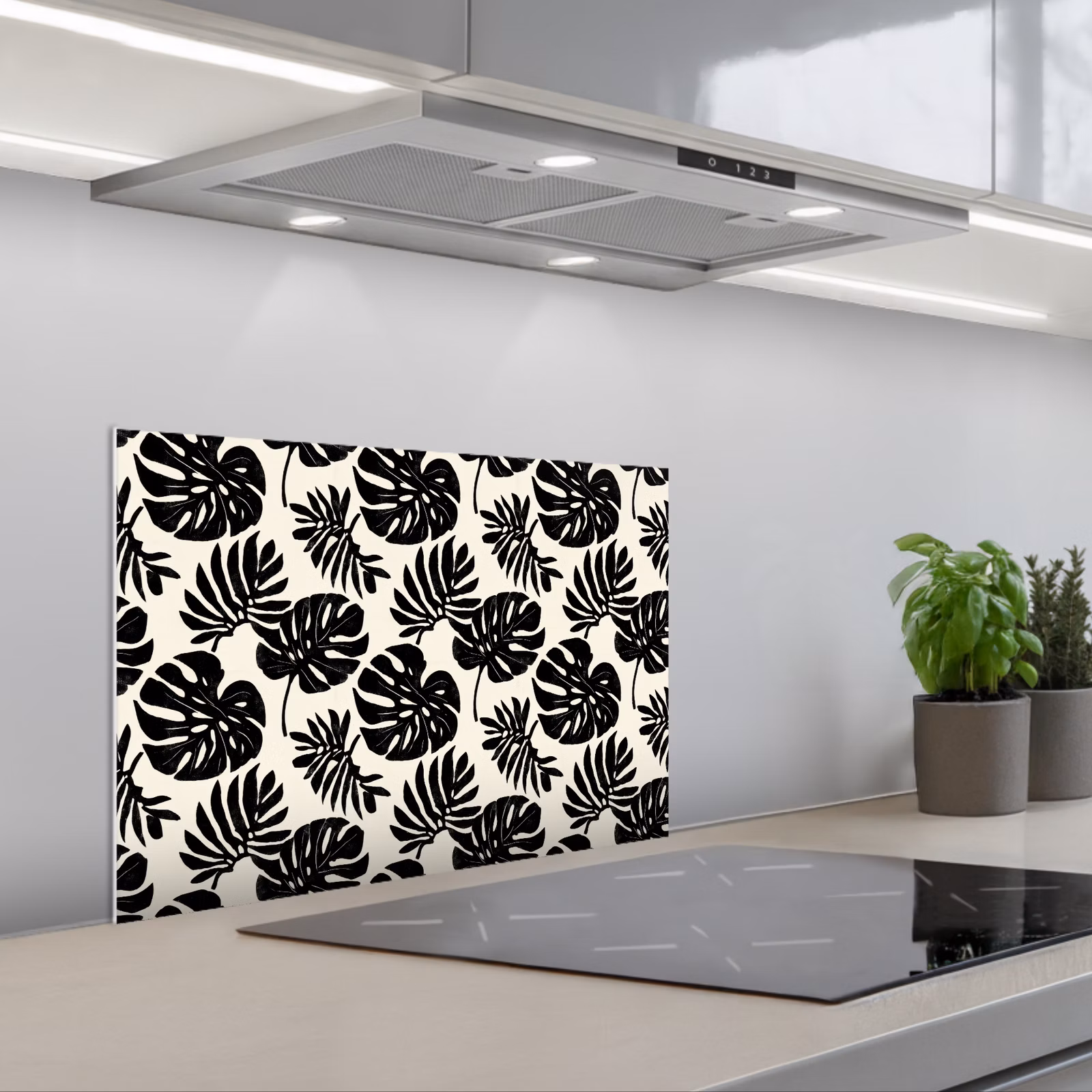 Spritzschutz Küche - Modern - Monstera - Schwarz — 1