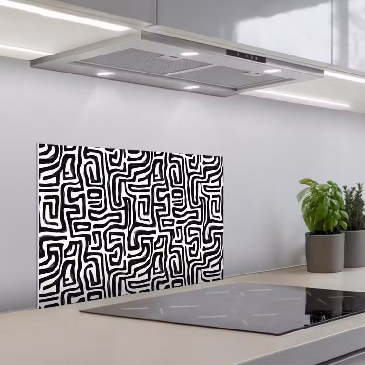 Spritzschutz Küche - Grafik - Linien - Schwarz und weiß — 1