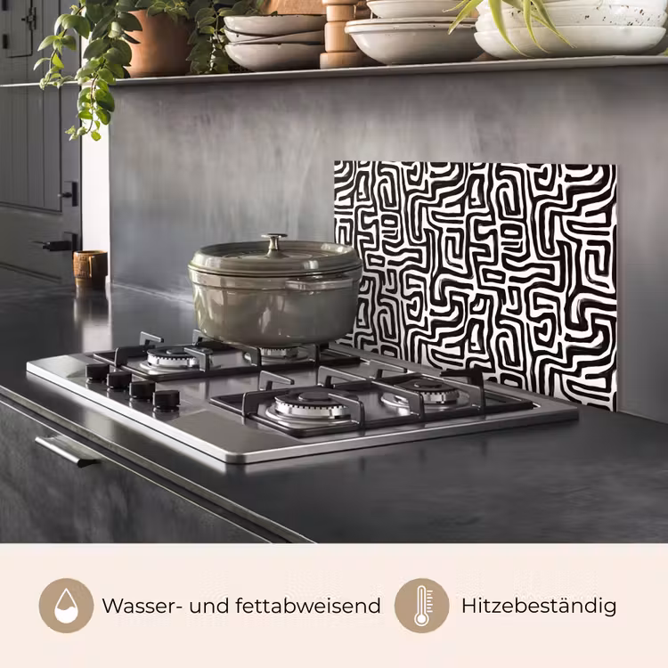 Spritzschutz Küche - Grafik - Linien - Schwarz und weiß — 2