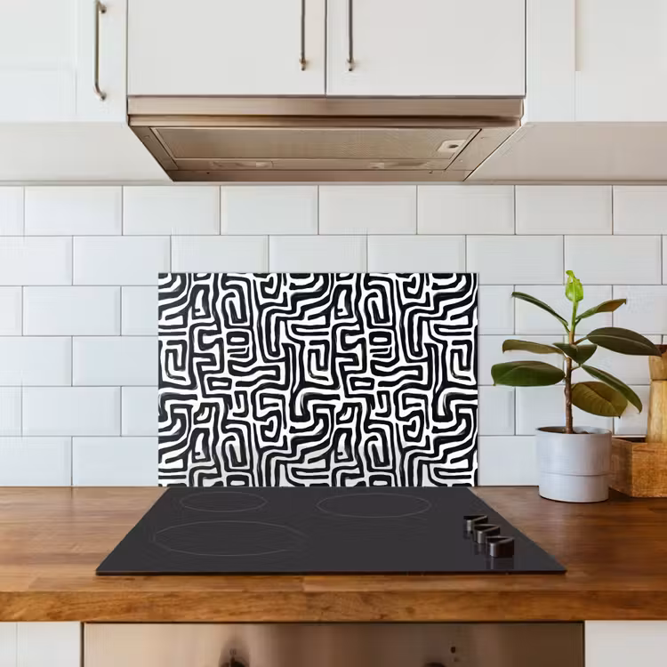Spritzschutz Küche - Grafik - Linien - Schwarz und weiß — 3