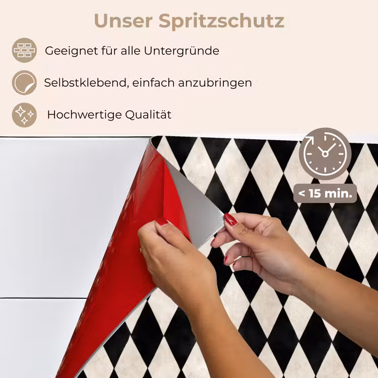Spritzschutz Küche - Klassisch - Muster - Schwarz — 4