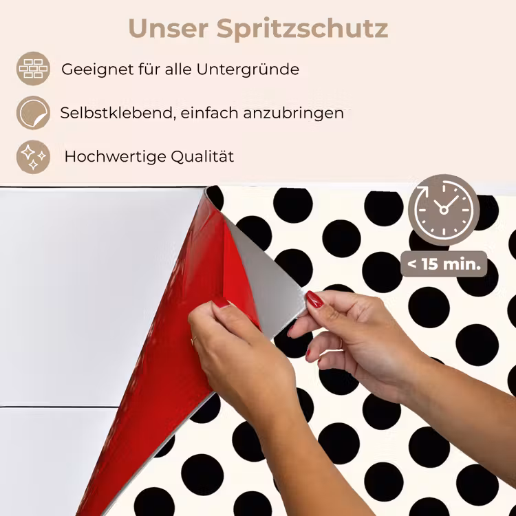 Spritzschutz Küche - Klassisch - Polka dots - Schwarz — 4