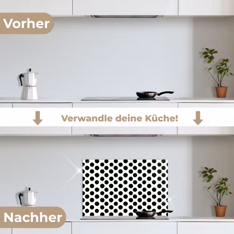 Spritzschutz Küche - Klassisch - Polka dots - Schwarz — 7