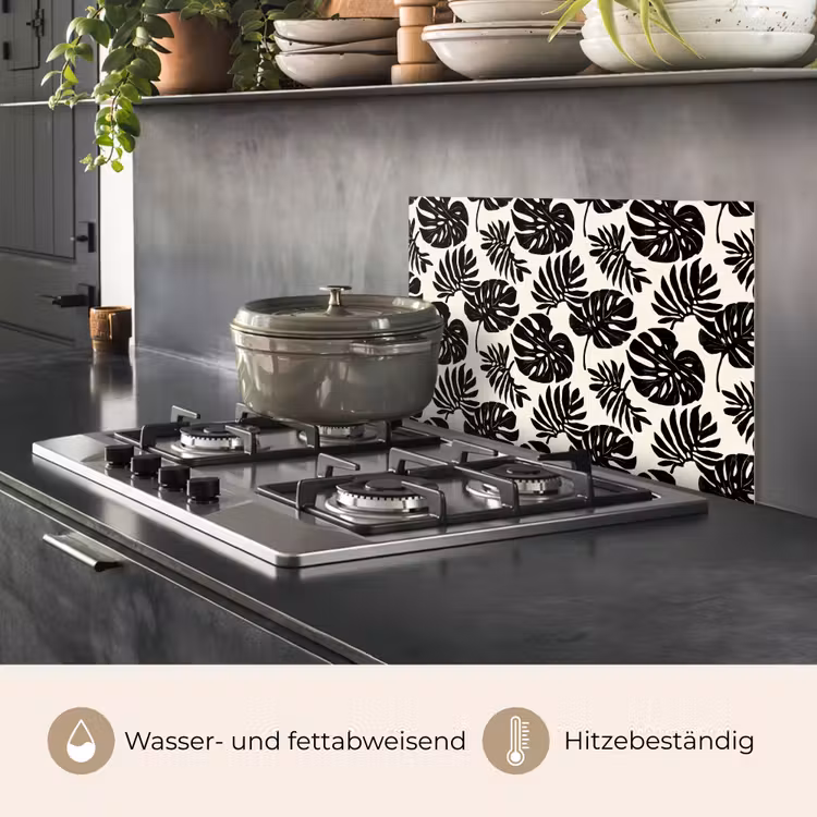 Spritzschutz Küche - Modern - Monstera - Schwarz — 2