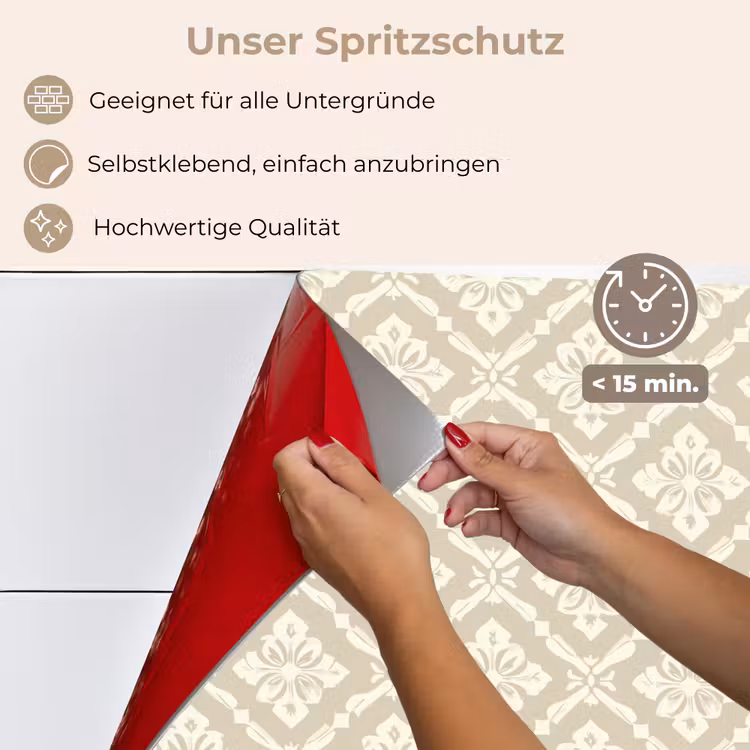 Spritzschutz Küche - Floral - Ornament - Beige — 4