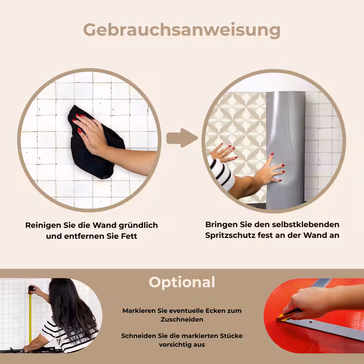 Spritzschutz Küche - Muster - Klassisch - Beige — 6