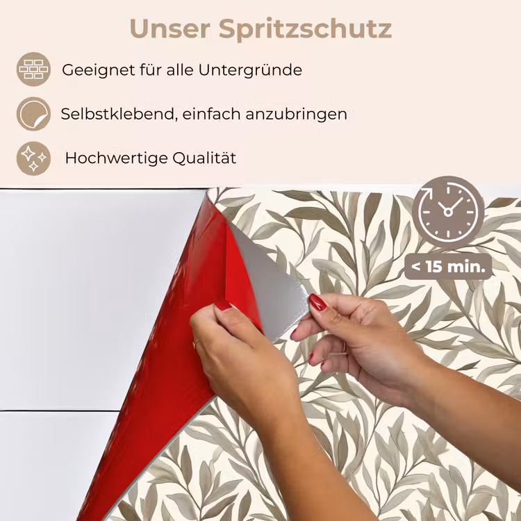 Spritzschutz Küche - Zweige - Botanisch - Taupe — 4