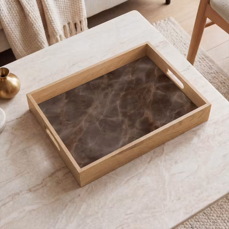 Tablett - Brauner Marmor - Organisch - Naturstein — 2