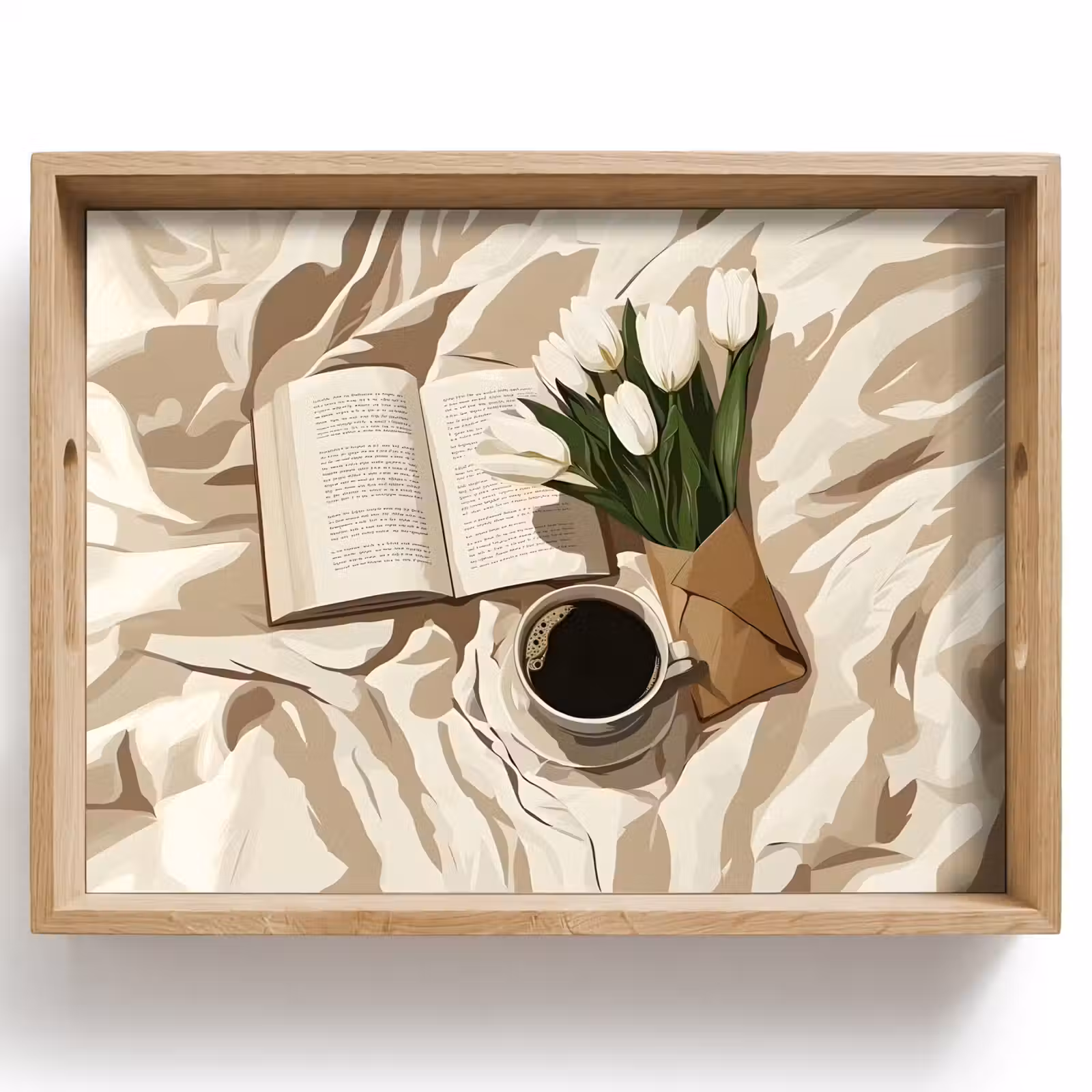 Tablett - Buch - Illustration - Tulpen - Kaffee — 1