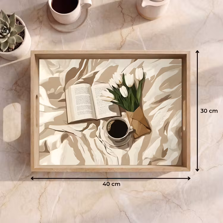 Tablett - Buch - Illustration - Tulpen - Kaffee — 7