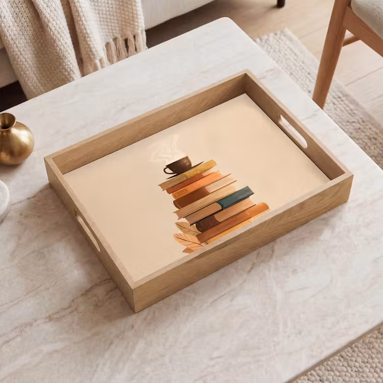 Tablett - Bücher - Turm - Kaffee - Beige — 2