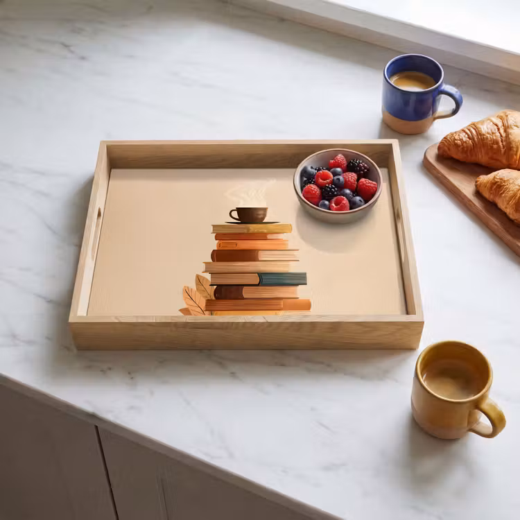 Tablett - Bücher - Turm - Kaffee - Beige — 3