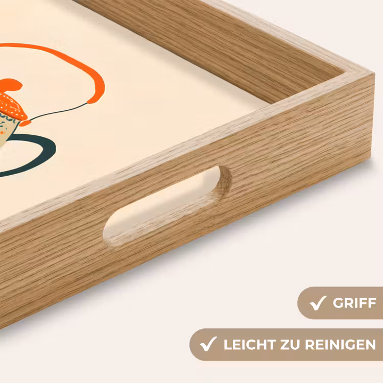 Tablett - Orange - Teekanne - Blumen - Blätter — 8