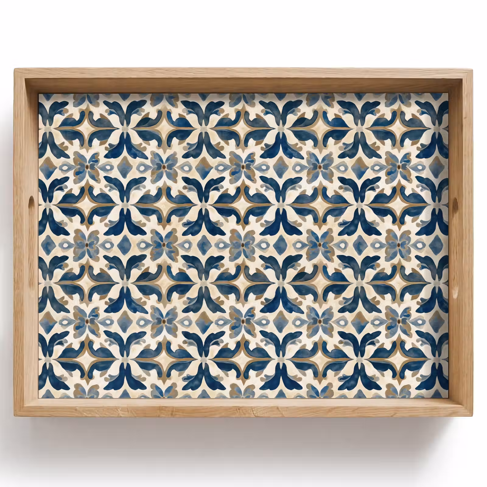 Tablett - Fliese - Muster - Blau - Beige — 1