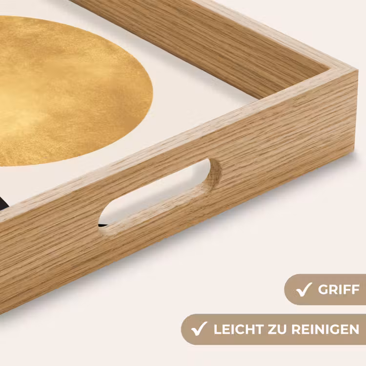 Tablett - Bergsilhouetten - Goldener Kreis - Beige — 8