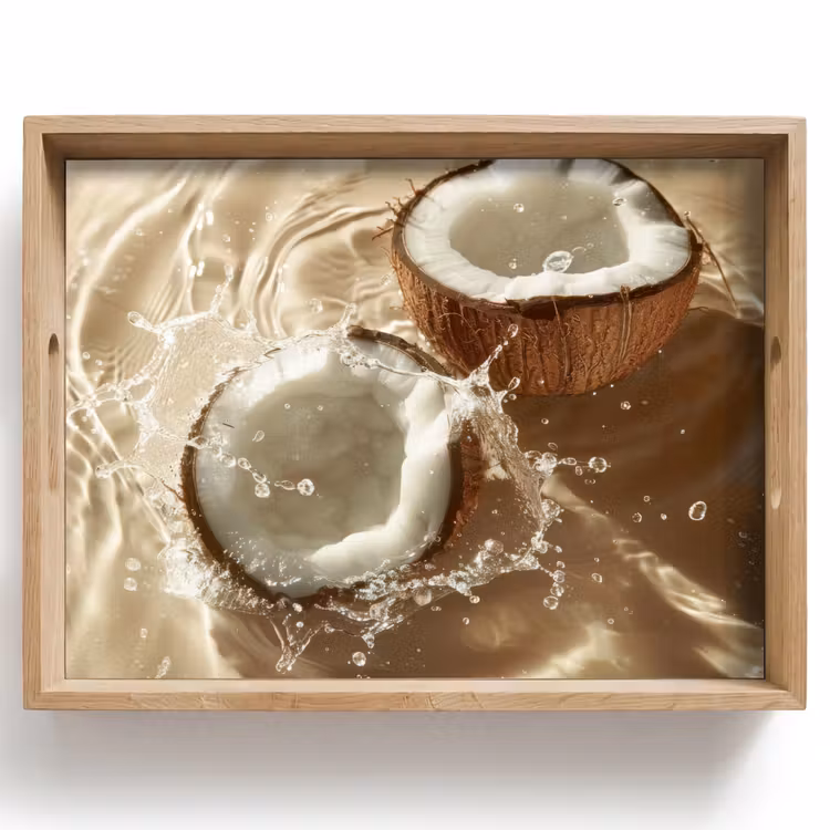 Tablett - Kokosnuss - Wasser - Beige - Spritzer — 1