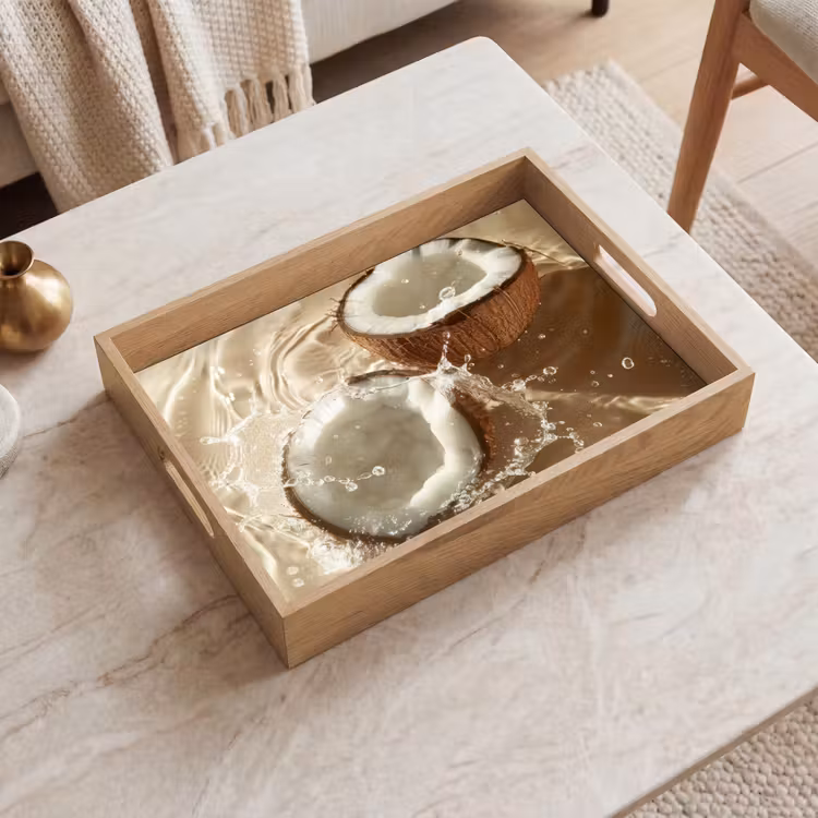 Tablett - Kokosnuss - Wasser - Beige - Spritzer — 2