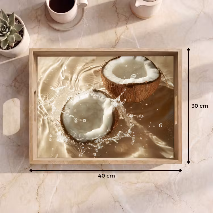 Tablett - Kokosnuss - Wasser - Beige - Spritzer — 7