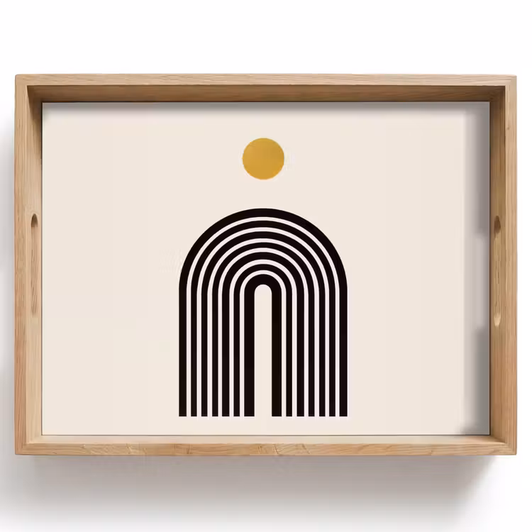 Tablett - Minimalistisch - Schwarze Schleife - Goldener Kreis — 1