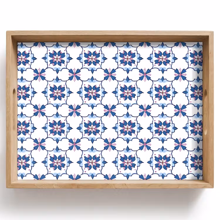 Tablett - Modern - Muster - Blau - Rosa — 1
