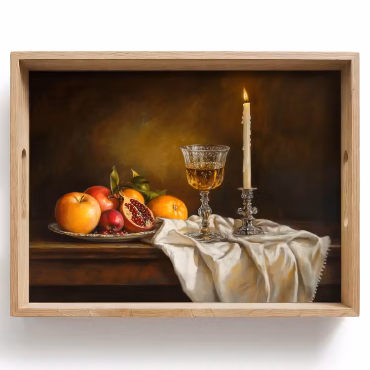 Tablett - Obst - Stilleben - Wein - Kerze — 1