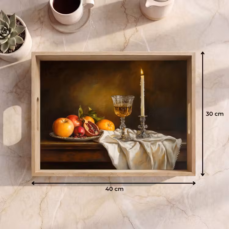 Tablett - Obst - Stilleben - Wein - Kerze — 7