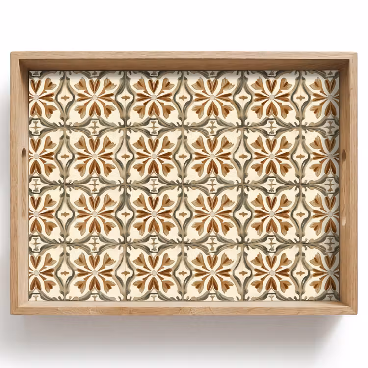 Tablett - Ornamentale Fliesen - Muster - Braun — 1