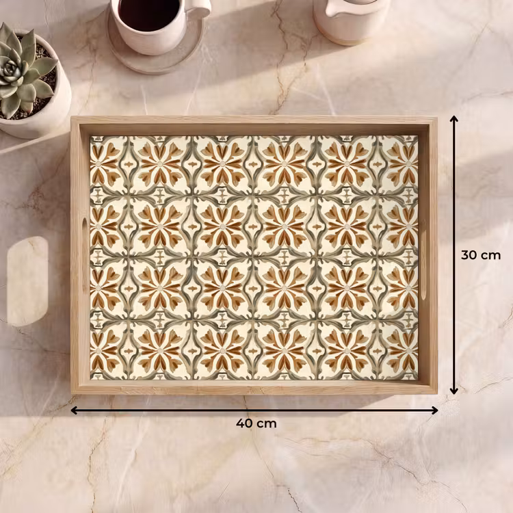 Tablett - Ornamentale Fliesen - Muster - Braun — 7