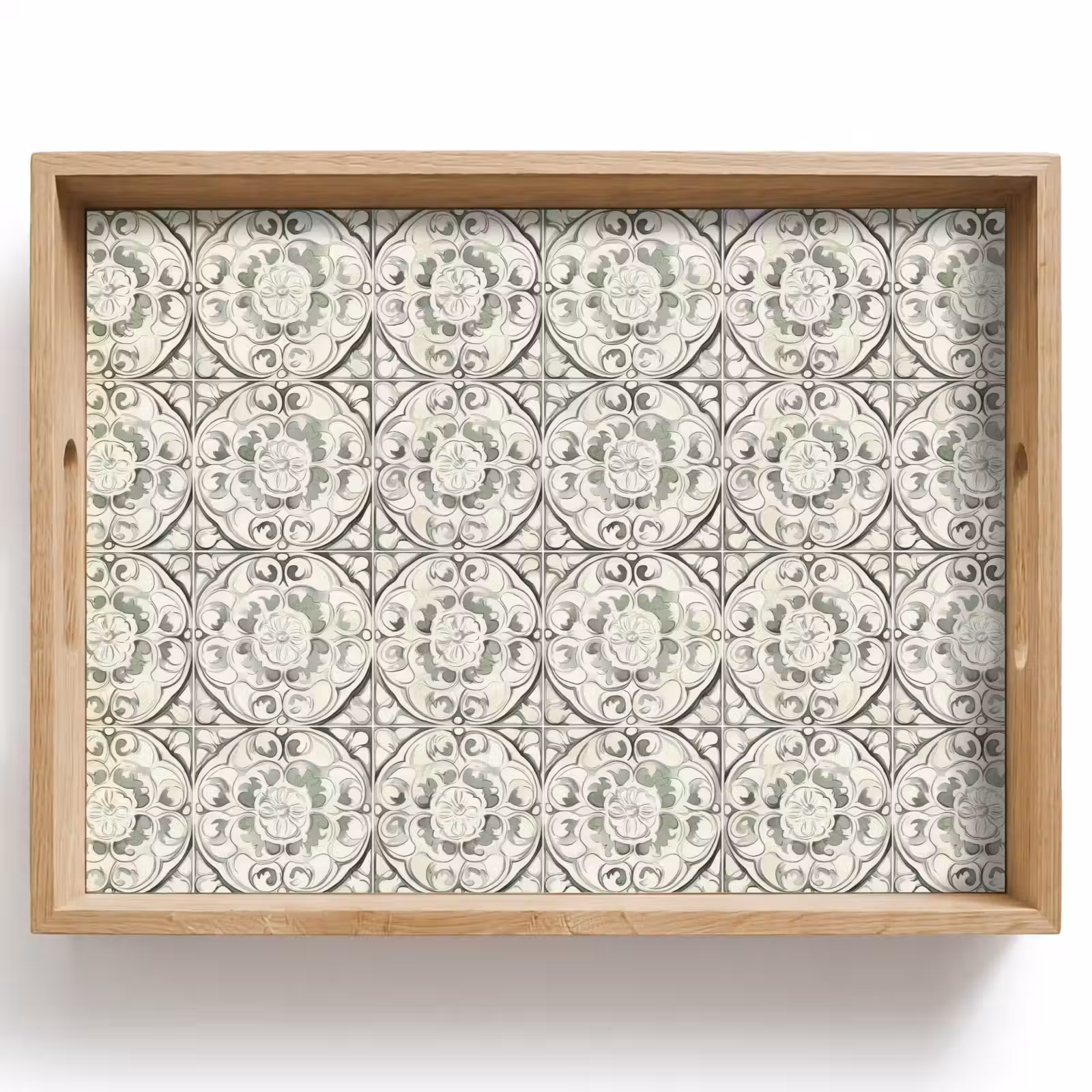 Tablett - Gelocktes Ornament - Fliese - Grün — 1