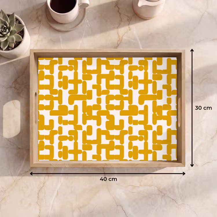 Tablett - Gelb - Beige - Muster — 7