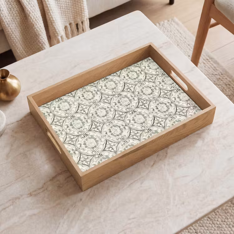 Tablett - Gelocktes Ornament - Fliese - Grün — 2