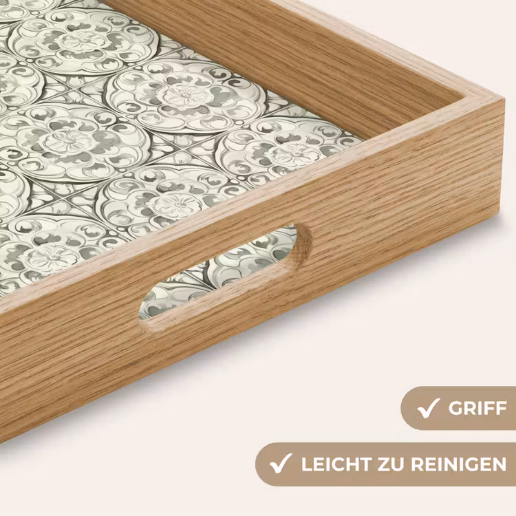 Tablett - Gelocktes Ornament - Fliese - Grün — 8