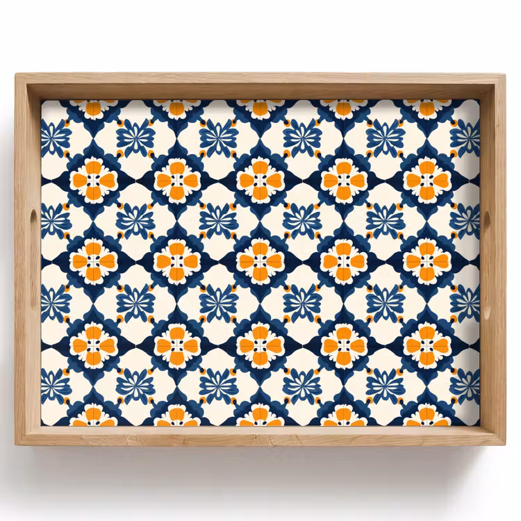 Tablett - Klassisch - Geometrisch - Blau — 1
