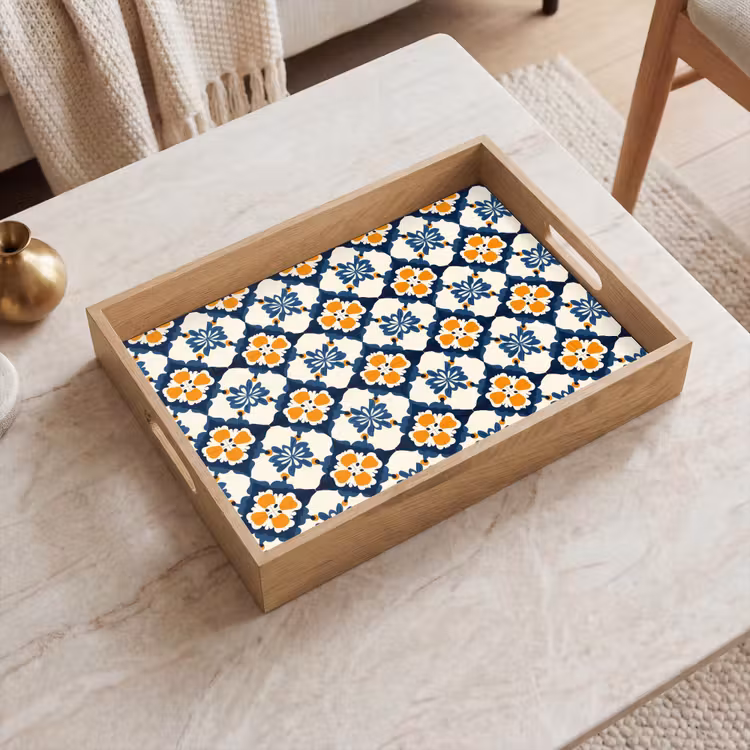Tablett - Klassisch - Geometrisch - Blau — 2