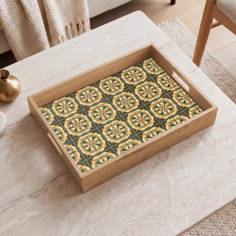 Tablett - Ornament - Muster - Grün — 2